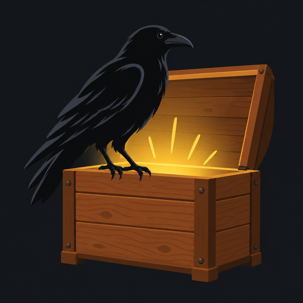 Raven on a cedar box